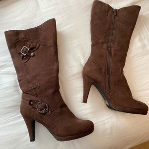 Brown suede boots